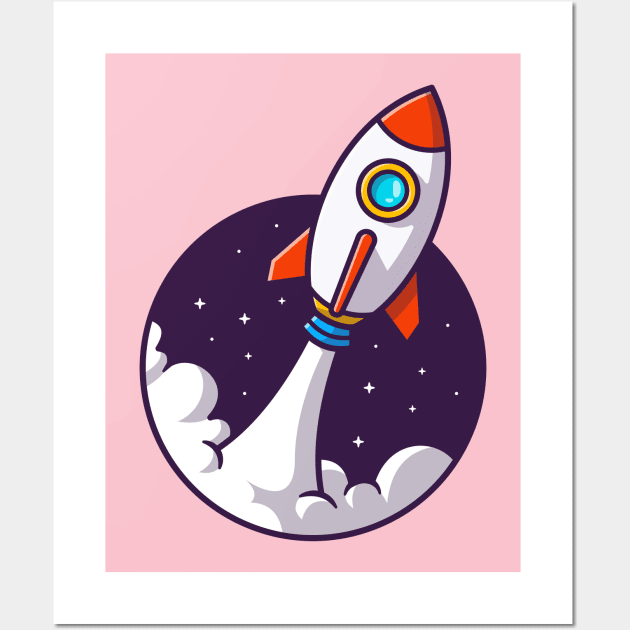 Rocket Launching Cartoon Wall Art by Catalyst Labs